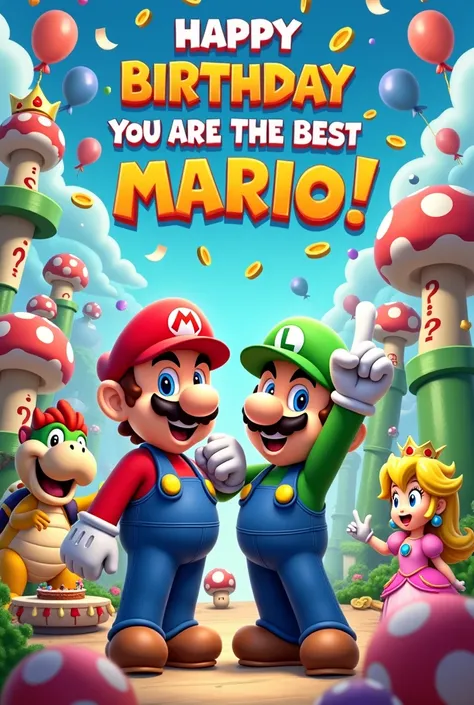  Generate Mario Bros by sending happy birthday with a text that says "Happy birthday Gonzalo you are the best Mario "
in Spanish 