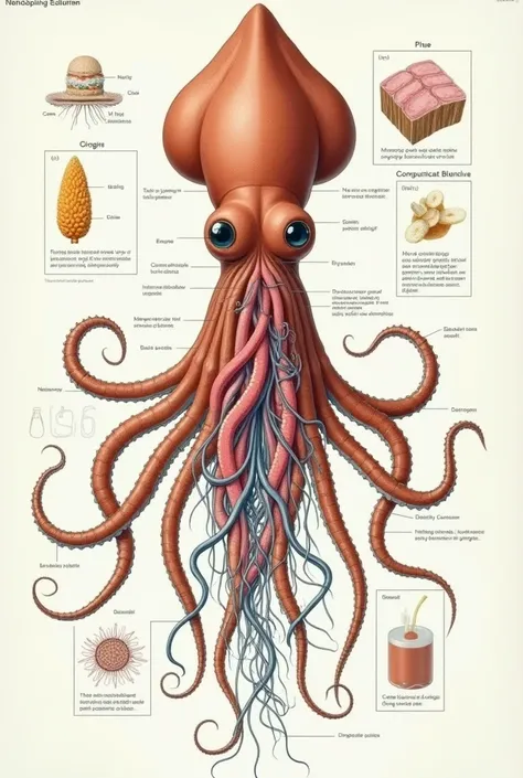  Draw squid digestive tract(Described in Thai )