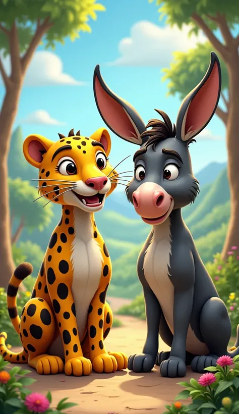 Dumb leopard and donkey