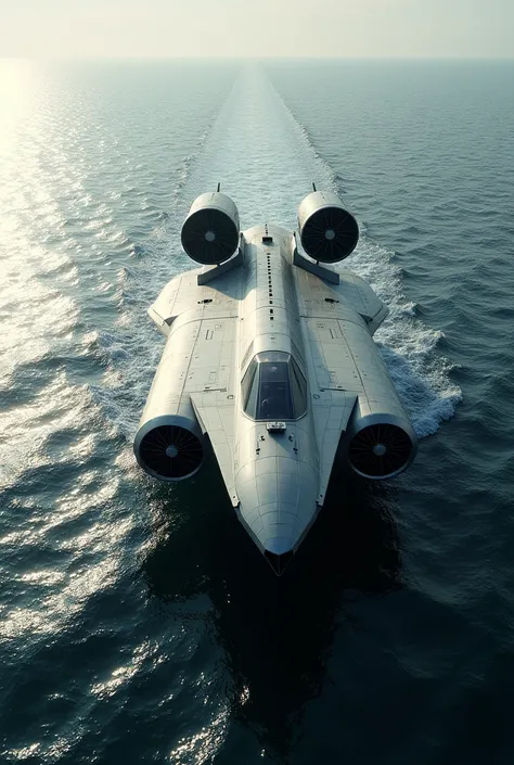  Ekranoplan double fuselage, two large rotors  