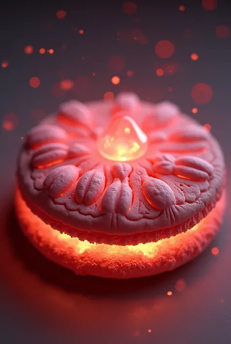 A rosy dark cookie with a magical glow.
 High quality in 4K .  Highly detailed image.