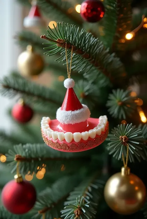 Orthodontic retainer on a christmast tree