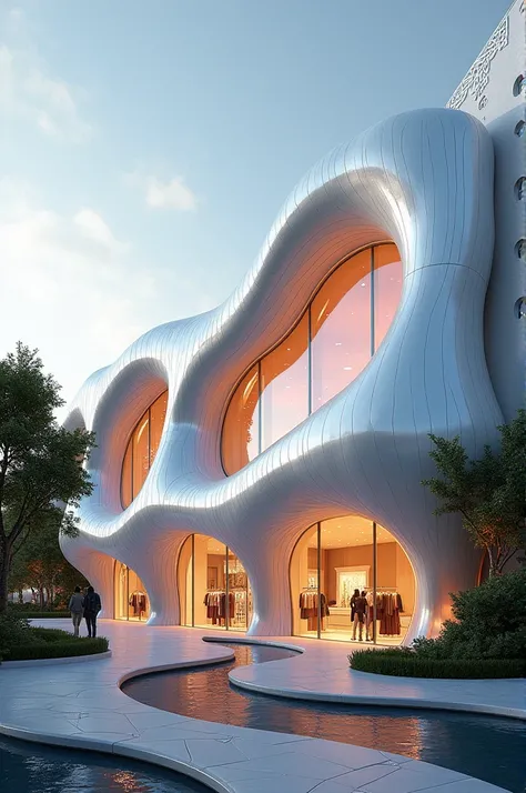 Shopping center inspired by a dress: exterior architecture