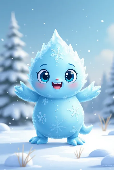 cute illustration of anthropomorphized snowflake