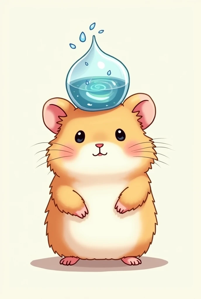  Hamster with Living Water hat, cute drawing with blue
