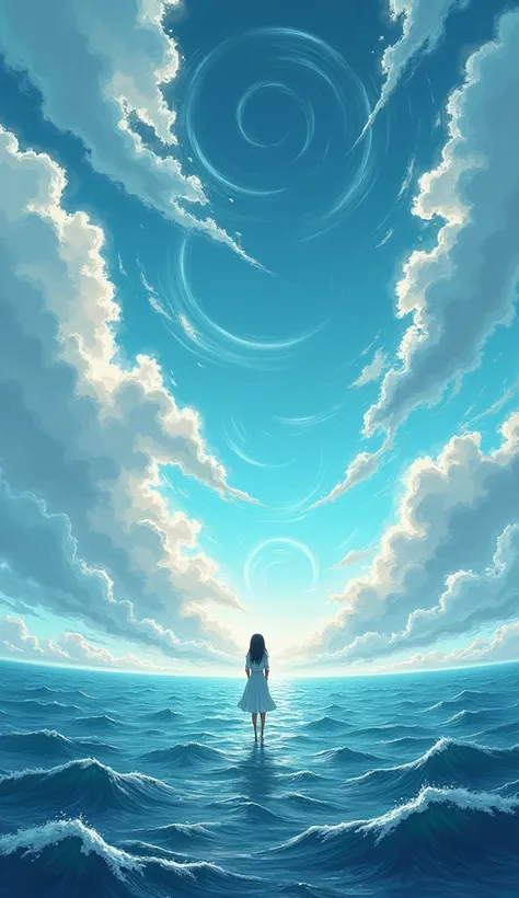 The illustrations by Makoto Shinkai are very fantastic, with swirls swirling from the sea to the sky.