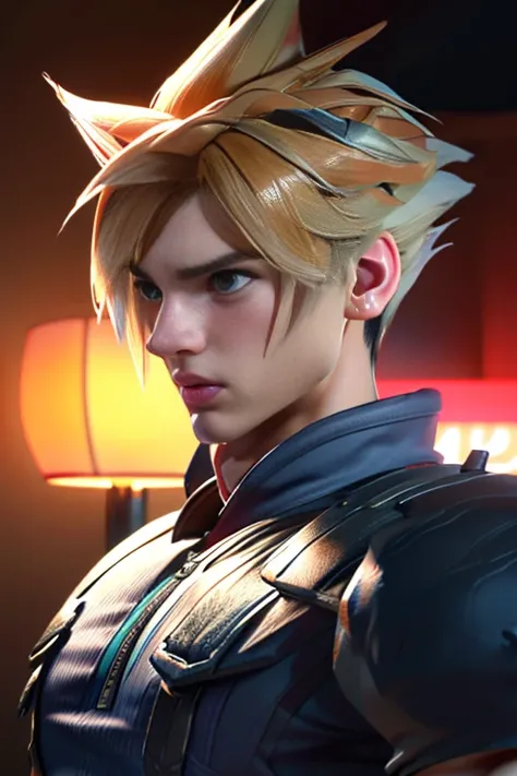 (High-definition CG), (   best quality ), (High-definition CG), (   best quality ), (Cloud Strife), (Overall view)  cool and handsome face    ,SWAT Clothing,  Beauty, 18 years old,    Toned and Muscular  ,  with a cool and handsome face ,   sharp eye