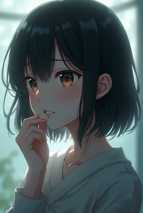 Anime girl sad and lost in her tought 