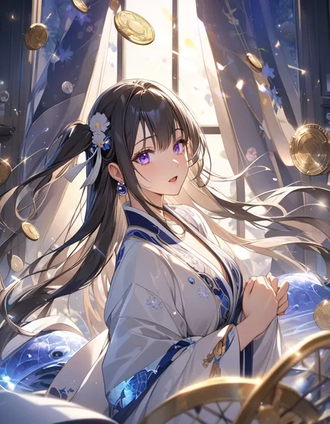 Eye-catching style Anime style Eye-catching style Anime style Violet Evergarden Style (masterpiece), super beautiful, shiny long straight hair (high quality), (beautifully detailed face), (beautifully detailed eyes)), (beautiful and beautiful hands), (high...