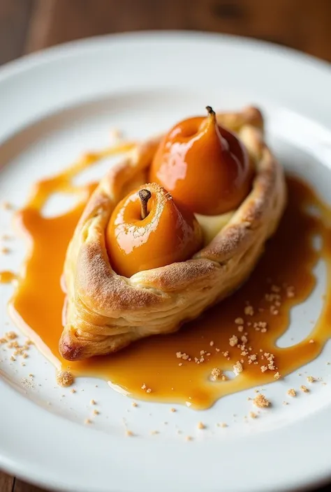 Caramelized Apples in a Half-French Pastry with Vanilla Cream and Salted Caramel Sauce