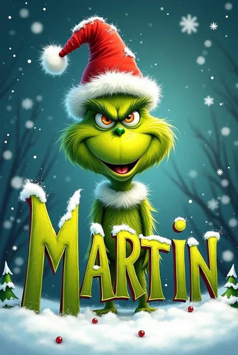 Write the name Martin with Grinchs Christmas typeface