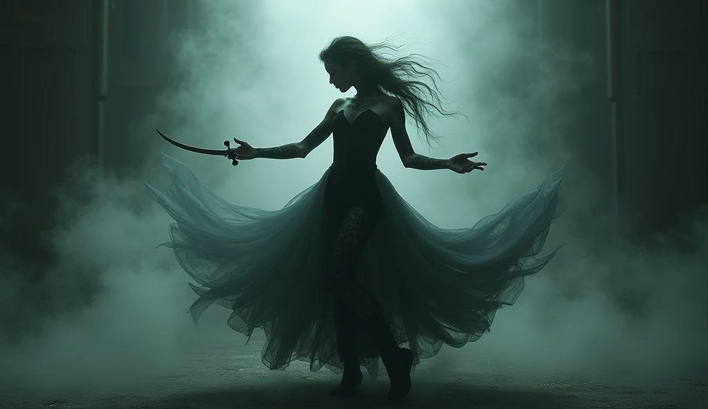  Best Quality , masterpiece, super high resolution, ( realistic photograph :1.4),  surrealism, like a dream,Fusion Art,  Shadow Dancer, shadow magic , Darkness Control, stealth, shadow step,  threshold spells , Hidden Blade , Tocando violin, tattoo on arms...