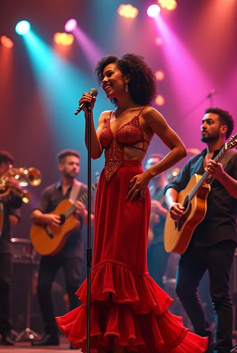 Female singer in salsa orchestra