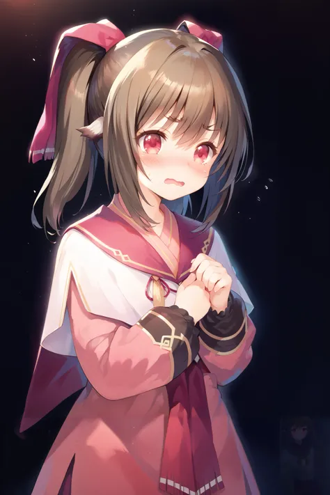 NSFW,masterpiece, best quality, high definition , Very detailed,Nekone(Utawarerumono),Brown Hair, twin tails, hair bow ,Red eyes,Embarrassed,blush