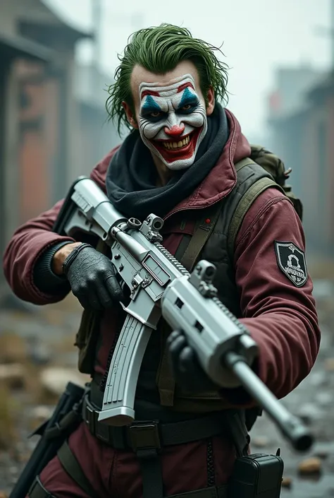 Like PUBG joker in attitude mood in the real stick in his hands m416 with glacier skin spots