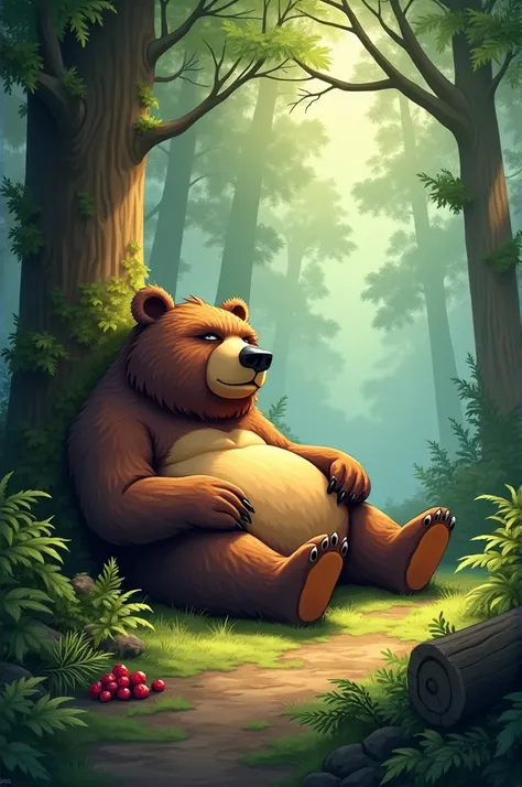 Lazy ,  hungry bear ,  living secluded in the forest