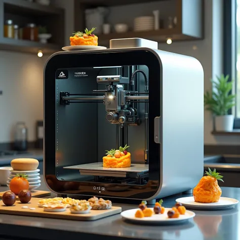 image of a 3D printing machine whose purpose is the printing of gourmet food