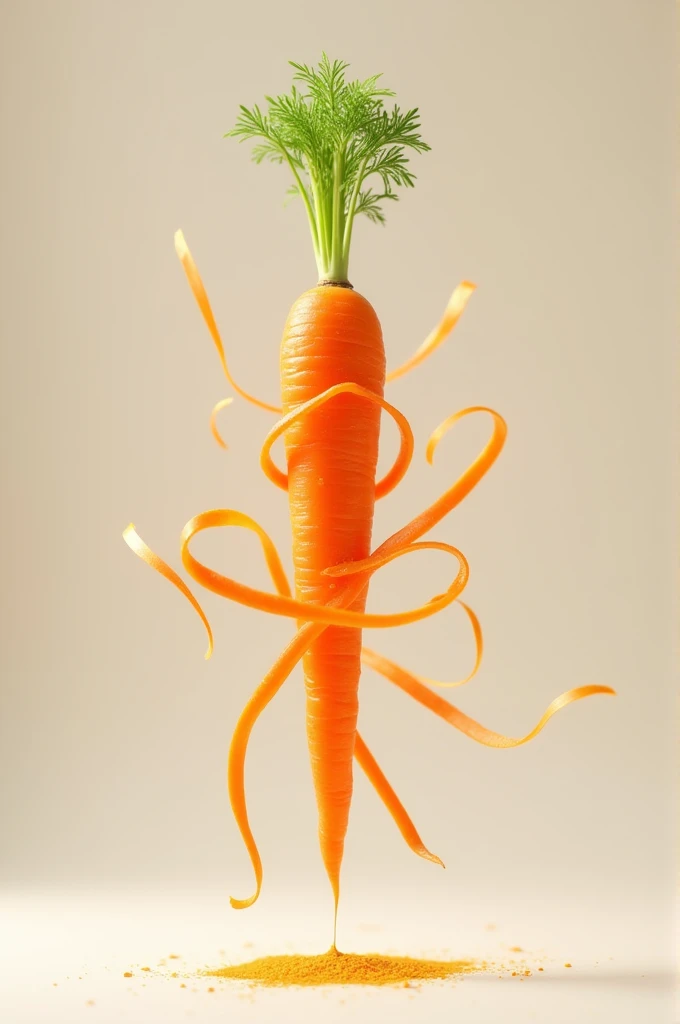 A julienned dangling carrot