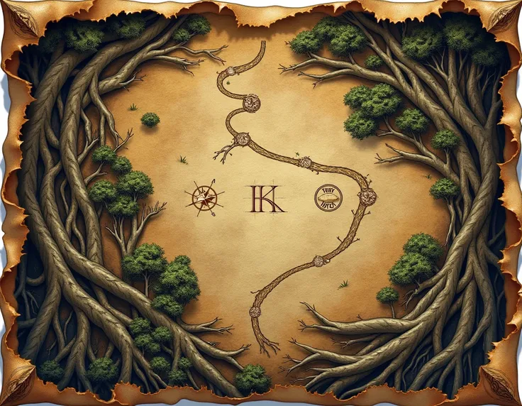 treasure map with overlapping roots