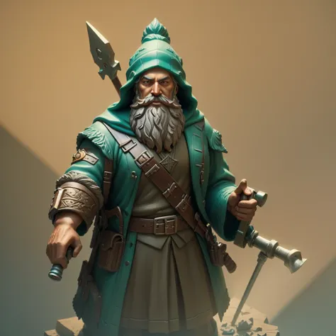 there is a statue of a man with a beard and a beard holding a hammer, stylized stl fantasy miniature, painted in zbrush, 3 d render stylized, hyperdetailed fantasy character, stylized 3d render, colored zbrush render, gnome druid, stylized as a 3d render, ...