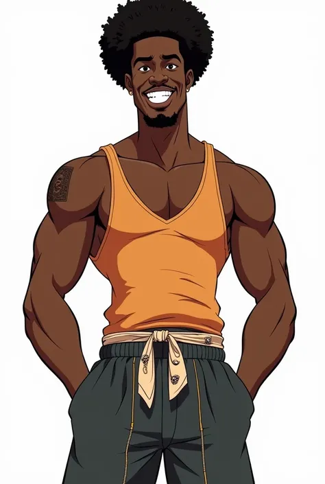  old 90s cartoon style Hqs , high resolution detailed and rich in details , of a tall man with 1 , 89 tall black athletic and youthful in appearance with a charming and gallant appearance on the face without a beard or mustache with a smooth face dark blac...