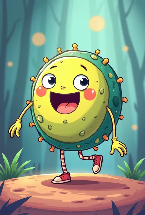 A young Lymphocyte without a leg in cartoon style