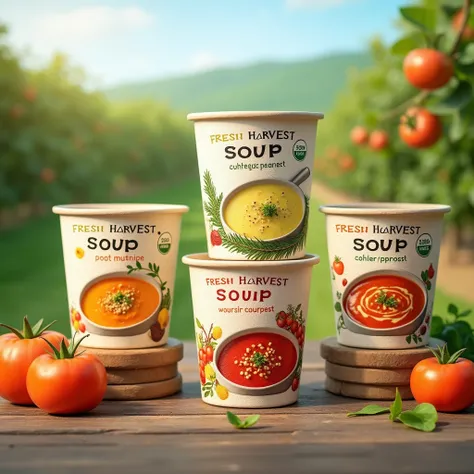 brand name soups with biodegradable packaging for microwaves "Fresh Harvest Foods "