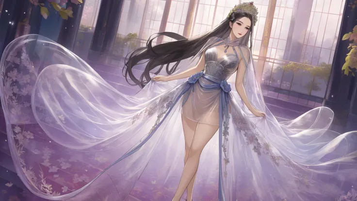 An empress in a transparent dress