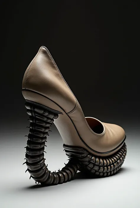 generate a shoe inspired by centipedes with centipede heel in the style of maison margiela