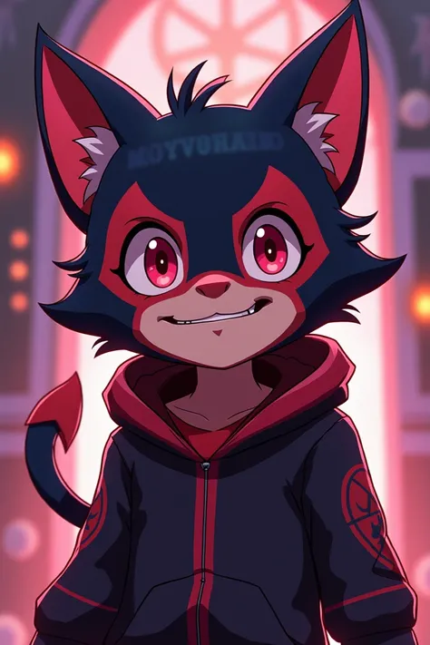 Blitzo de Helluva Boss anime version with cat ears 