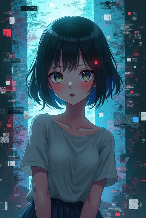 anime girl glitch background