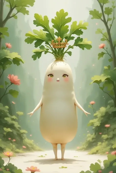 Fantasy art. Daikon princess wearing Tiara