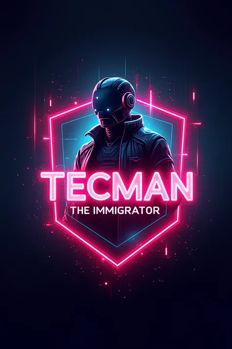 Can you make for me a well designed logo with TECMAN THE IMMIGRATOR using neon lights 