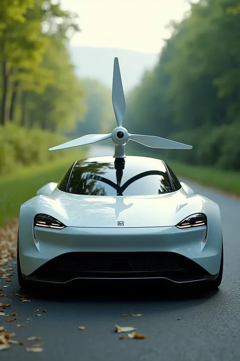 Car with Mini wind turbine in the front 