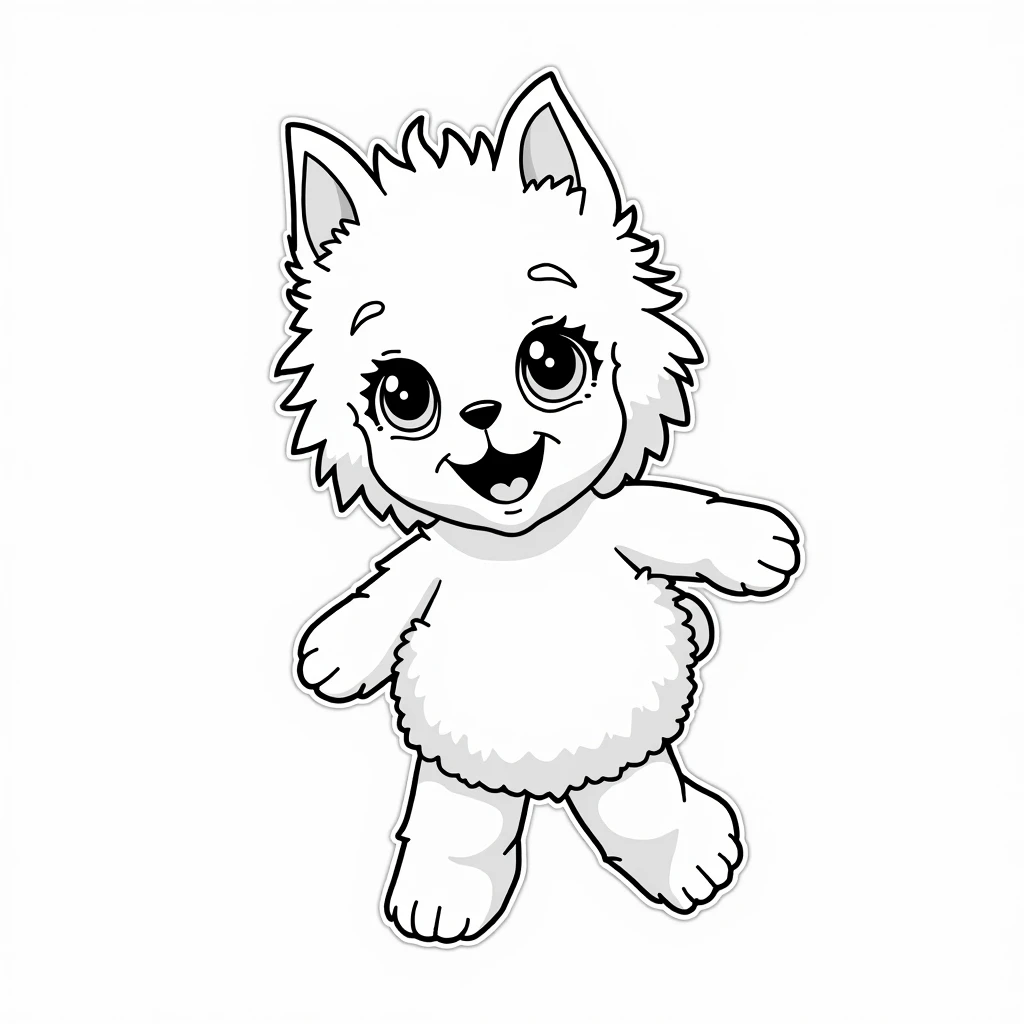 "Generate a high-resolution, black-and-white image of a ragdoll that can be used as a coloring page in a rens book. The image should be surrounded by nothing. The design should be visually striking, yet simple enough for ren to color and enjoy. The image s...