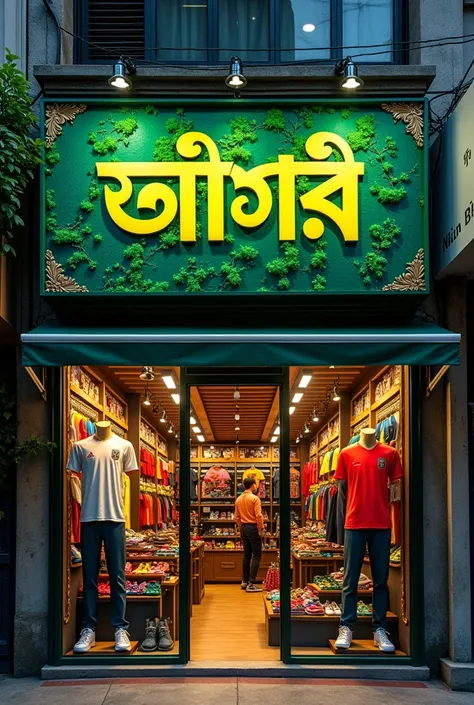 1.Sports shop
2.signboard writer GREEN BANGLA DESIGN
3. Display jersey and pant
