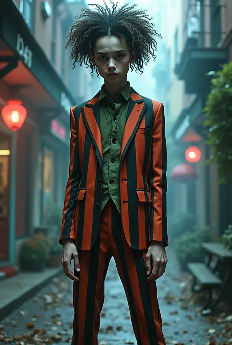 Misture beetlejuice com timothee chalamet estilo concept art corpo inteiro