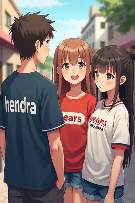  A couple of boys and girls shirt,  the guy that says  "Hendra " a girl with the inscription  "years"