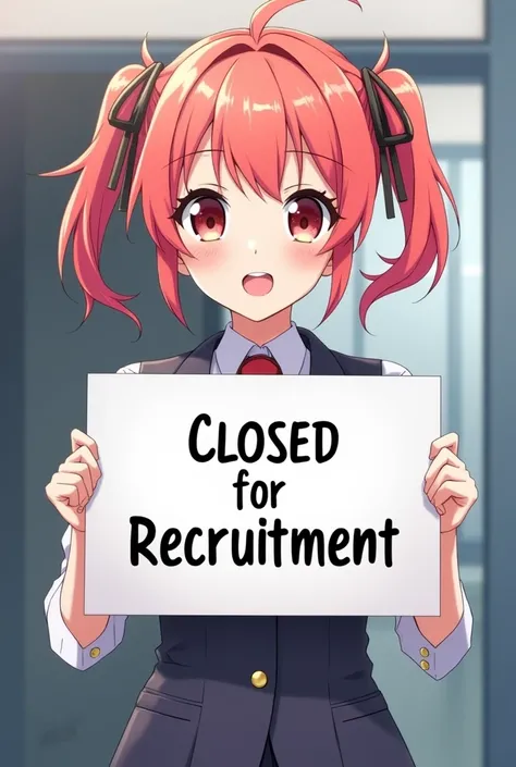 Anime girl with closed recruitment sign 