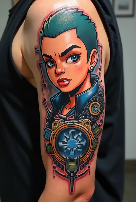 Create a simple tattoo that references the character Ekko from Arcane