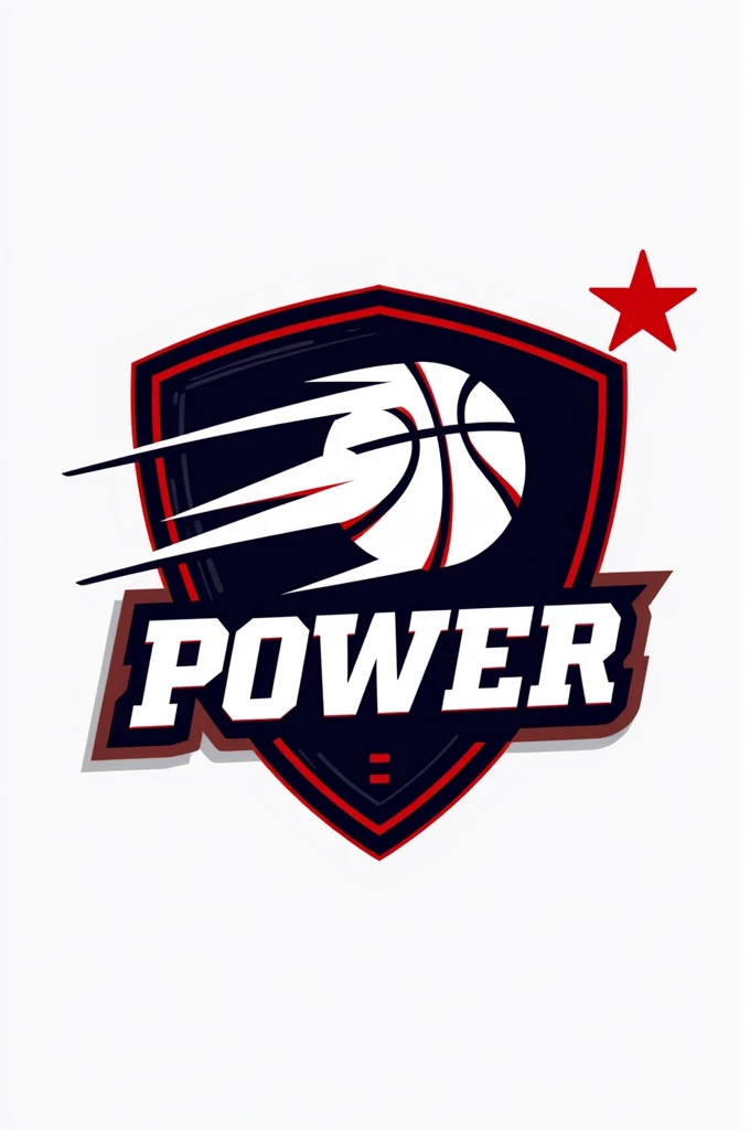 Shape:
 
- Use a shield shape. You can find shield templates in most logo makers or design software.
- Angle the shield slightly forward, as if its moving towards the viewer.
 
2. Center:
 
- Create a stylized basketball inside the shield.
- Use white line...