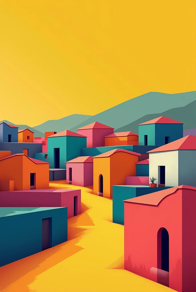 village in the vector in one color