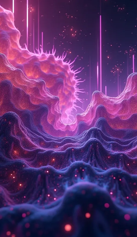 a beautiful purple horizontal background, abstract geometric, cutting-edge technology, artificial intelligence, intricate fractal patterns, vibrant neon accents, cinematic lighting, highly detailed, digital art, photorealistic, 8K resolution, masterpiece