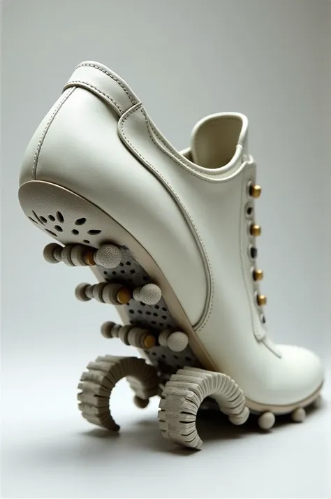 generate a shoe inspired by centipede with centipede heel in the style of maison margiela