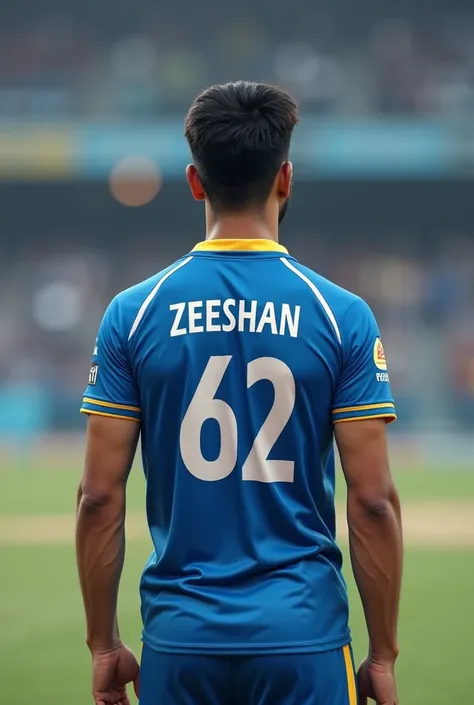 Kindly generate the cricket jersey smilar to sun risers Hyderabad without sponsor ads on which 62 number also with team name janjhi eleven and my name zeeshan on back 