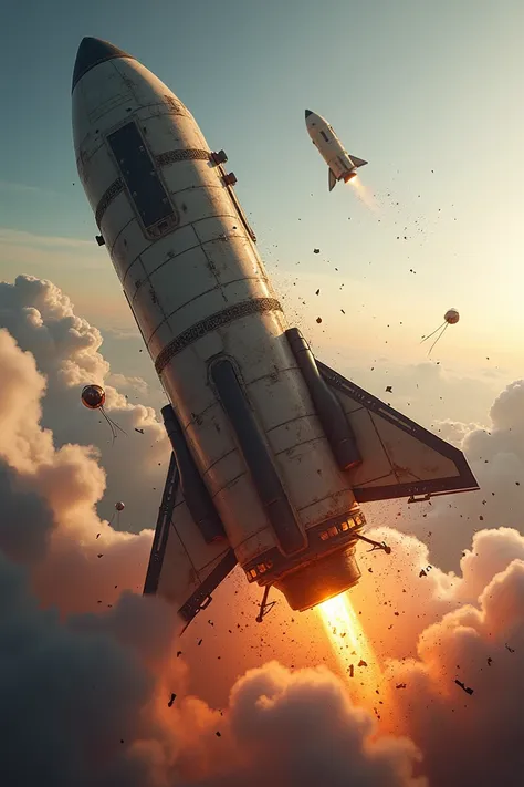 The crash of a spaceship rocket