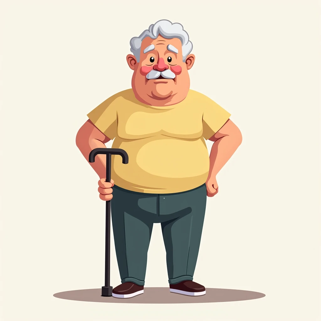 I need an engaging, cartoonish vector character for my balance training app. The character is Bob, a 72-year-old male. Previously a high school football star, he misses his mobility, strength, and balance from a younger age. He has a slight pot belly. Hes ...