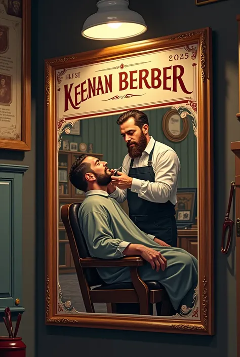 Signboard named , Kenan Berber, barber shaving