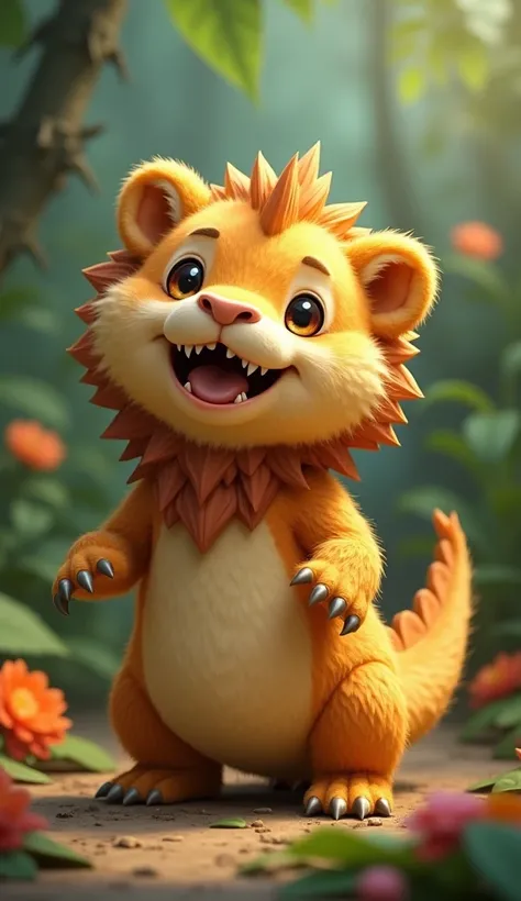 Give me a very cute hybrid of a lion and an alligator