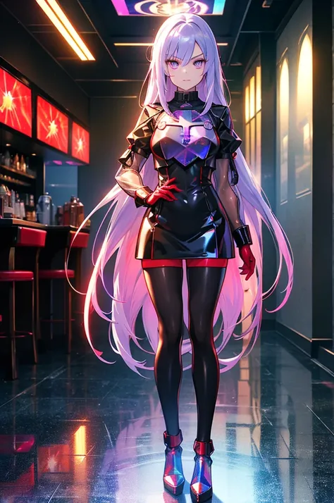 The background is a sunset sunset 、red and green contrast 、Path of Light、 Edelgard in black armor, wearing black tights ,((  Holographic  )), (  Milk Comes Out of My Nipples  : 1.2),（I can see the fangs、Double teeth、 wore black tights  ( transparent PVC cl...